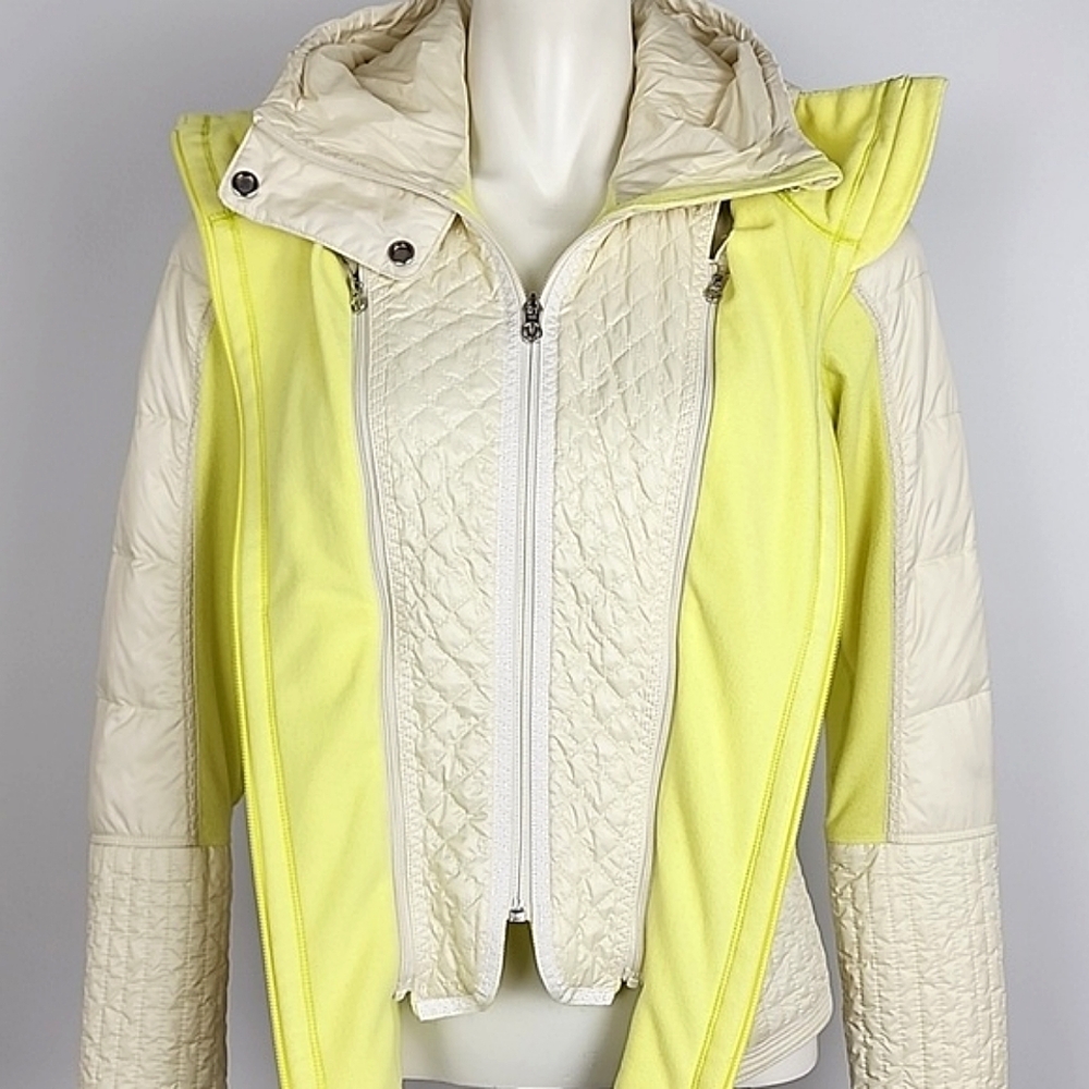 Lululemon Run Bundle Up Down Jacket Hooded Clarity Yellow Polar Cream Size 6 - Picture 4 of 16